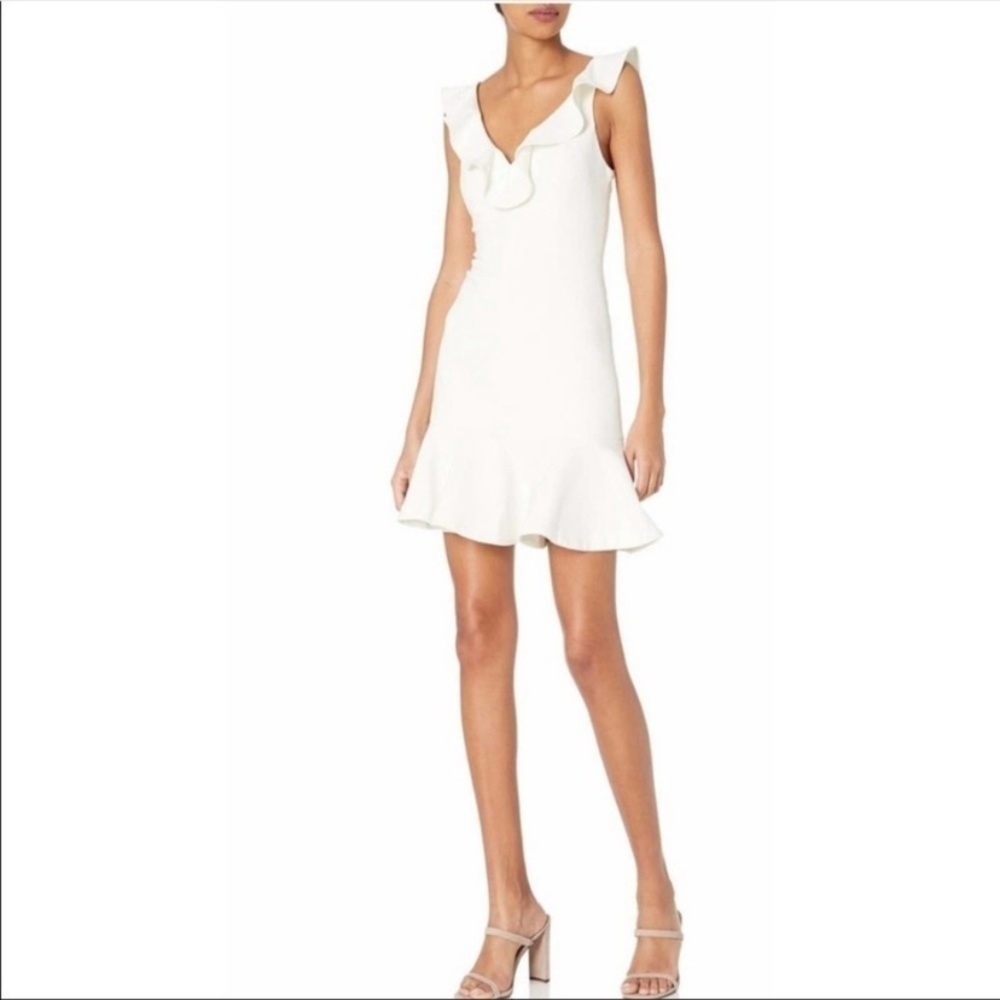 LIKELY Harlow Sleeveless White Ruffle Flounce Mini Dress 4